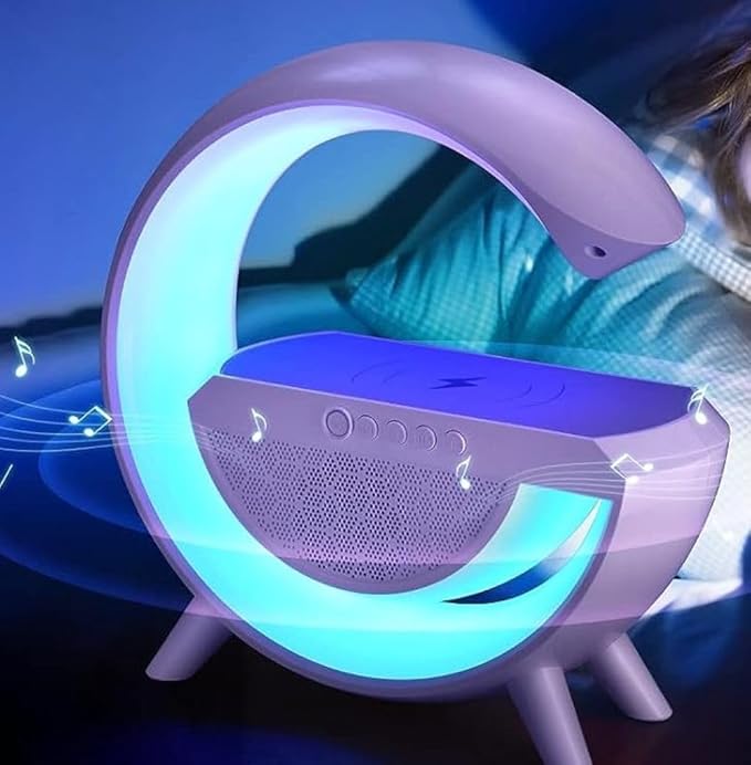wireless charger lamp, G-type wireless charger, LED Bluetooth Wireless Speaker with RGB Night Lamp, Music, and Call (15W)