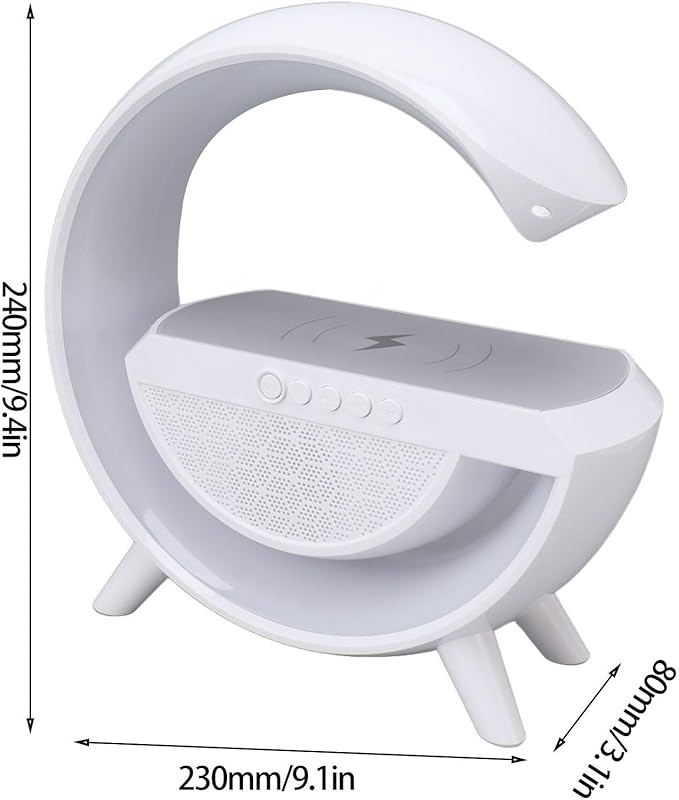 wireless charger lamp, G-type wireless charger, LED Bluetooth Wireless Speaker with RGB Night Lamp, Music, and Call (15W)