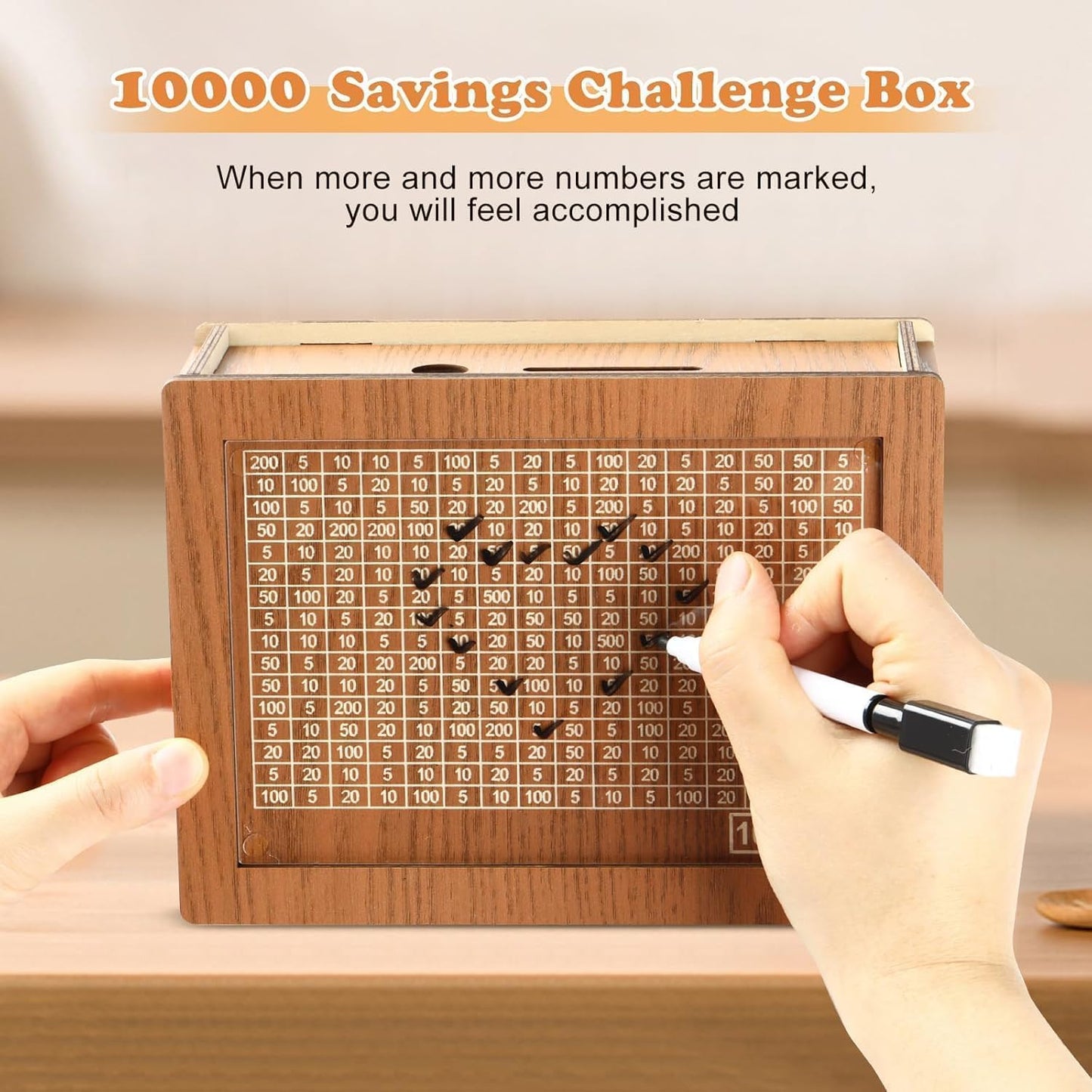 Wooden Money/Piggy Bank, Money Box, Coin Box with Carved Design for Kids/Children, Savings Challenge Box, Cashbox, Cash Vault Wooden Savings Box, Money Save Box Smash, Money Saver