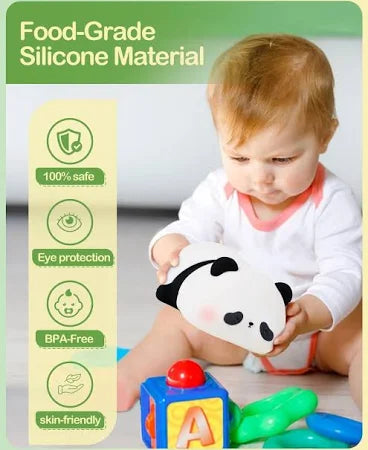 Sleeping Panda Night Light, Rechargeable LED Squishy Novelty Animal Night Lamp, Silicone 7 Color Changing Nursery Night Light