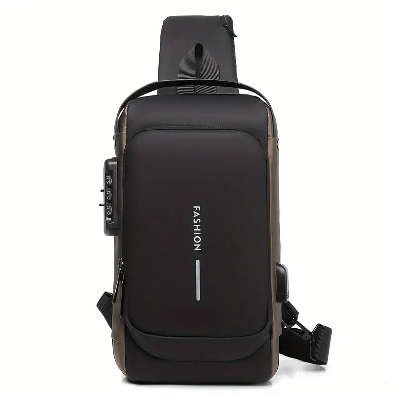 Men'S Anti-Theft Chest Bag with USB Charging Port - Stylish Motorcycle & Leisure Sports Crossbody, Durable Oxford Fabric, Adjustable Shoulder Strap, Dual Zip Compartments, Casual Style, Casual Outfit Bag | Adjustable Strap Bag | Oxford Fabric Bag