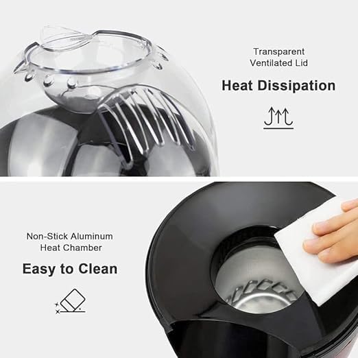 New Mini Sweet Hot Air Popcorn Machine And Snack Maker, Automatic Instant Popcorn Maker Stylish Design, Aluminium Alloy Oil Free Maker Machine, Popcorn in Just Minutes.