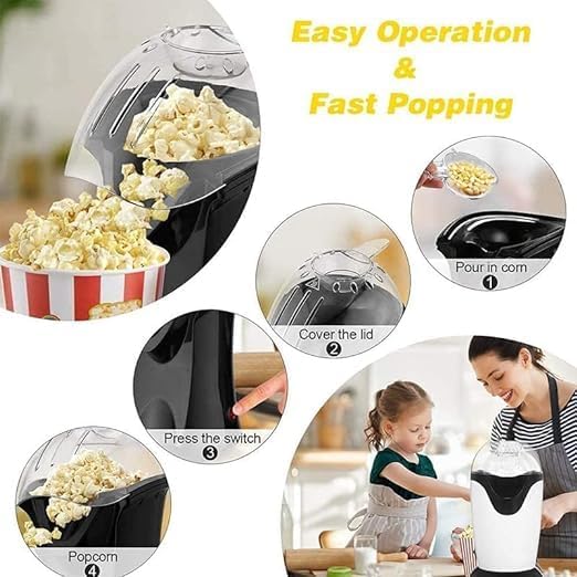 New Mini Sweet Hot Air Popcorn Machine And Snack Maker, Automatic Instant Popcorn Maker Stylish Design, Aluminium Alloy Oil Free Maker Machine, Popcorn in Just Minutes.