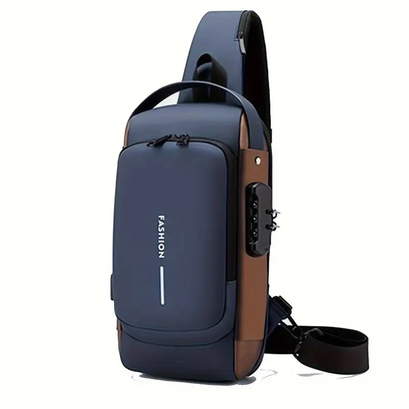 Men'S Anti-Theft Chest Bag with USB Charging Port - Stylish Motorcycle & Leisure Sports Crossbody, Durable Oxford Fabric, Adjustable Shoulder Strap, Dual Zip Compartments, Casual Style, Casual Outfit Bag | Adjustable Strap Bag | Oxford Fabric Bag