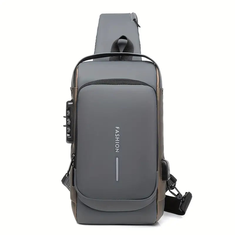 Men'S Anti-Theft Chest Bag with USB Charging Port - Stylish Motorcycle & Leisure Sports Crossbody, Durable Oxford Fabric, Adjustable Shoulder Strap, Dual Zip Compartments, Casual Style, Casual Outfit Bag | Adjustable Strap Bag | Oxford Fabric Bag