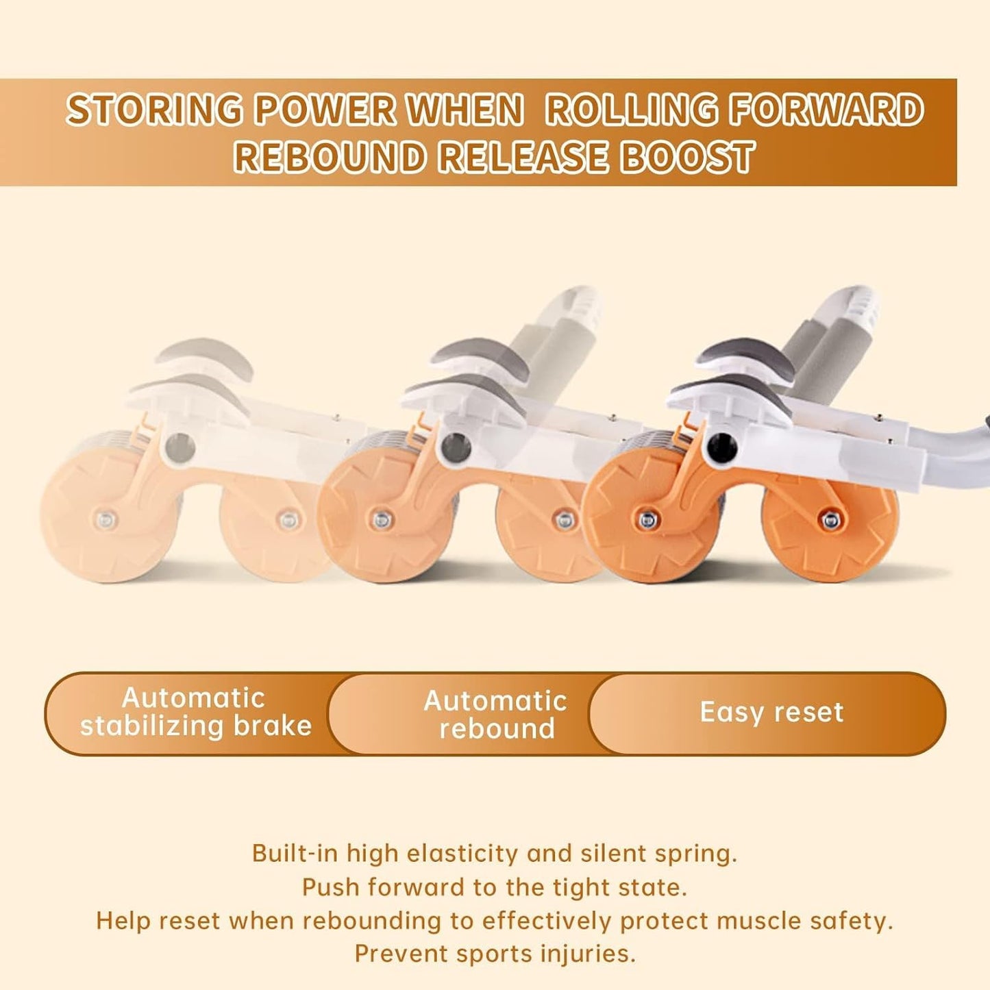 Ab Roller Wheel, Automatic Rebound 2 In 1 For Abs Workout, Abdominal Fitness Wheel For Men Women, Dynamic Core Trainer Plank Exercise Wheels With Phone Stand For Home Gym Fitness