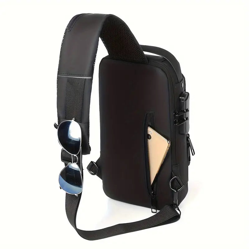 Men'S Anti-Theft Chest Bag with USB Charging Port - Stylish Motorcycle & Leisure Sports Crossbody, Durable Oxford Fabric, Adjustable Shoulder Strap, Dual Zip Compartments, Casual Style, Casual Outfit Bag | Adjustable Strap Bag | Oxford Fabric Bag