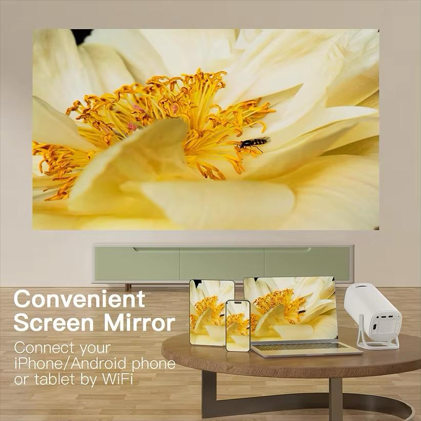 Smart Portable Projector – FHD/4K Quality | Wireless | WiFi + HDMI | Android OS | HD Card Support