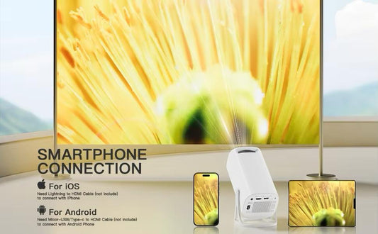 Smart Portable Projector – FHD/4K Quality | Wireless | WiFi + HDMI | Android OS | HD Card Support