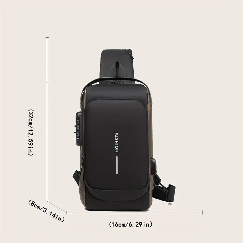 Men'S Anti-Theft Chest Bag with USB Charging Port - Stylish Motorcycle & Leisure Sports Crossbody, Durable Oxford Fabric, Adjustable Shoulder Strap, Dual Zip Compartments, Casual Style, Casual Outfit Bag | Adjustable Strap Bag | Oxford Fabric Bag