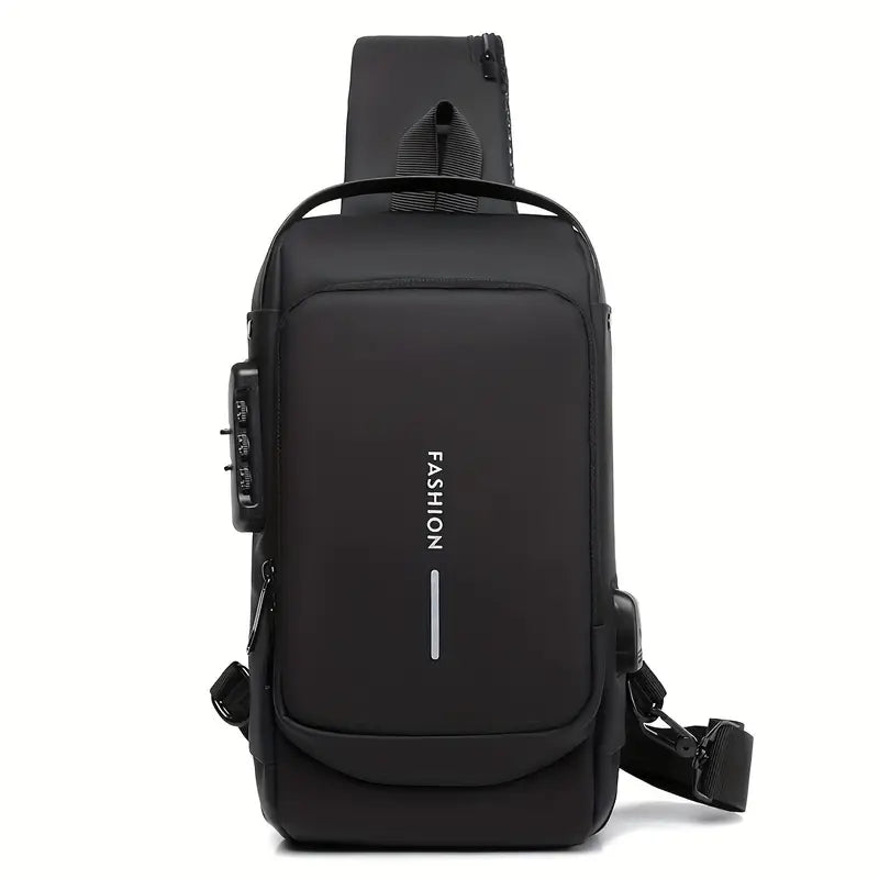 Men'S Anti-Theft Chest Bag with USB Charging Port - Stylish Motorcycle & Leisure Sports Crossbody, Durable Oxford Fabric, Adjustable Shoulder Strap, Dual Zip Compartments, Casual Style, Casual Outfit Bag | Adjustable Strap Bag | Oxford Fabric Bag