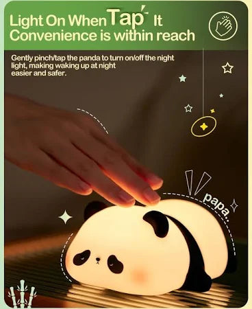 Sleeping Panda Night Light, Rechargeable LED Squishy Novelty Animal Night Lamp, Silicone 7 Color Changing Nursery Night Light