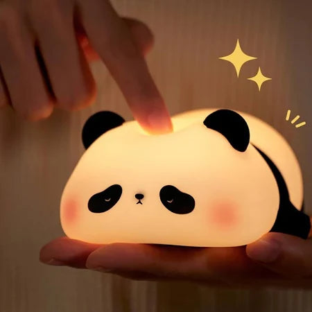 Sleeping Panda Night Light, Rechargeable LED Squishy Novelty Animal Night Lamp, Silicone 7 Color Changing Nursery Night Light