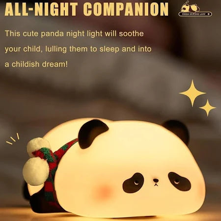 Sleeping Panda Night Light, Rechargeable LED Squishy Novelty Animal Night Lamp, Silicone 7 Color Changing Nursery Night Light